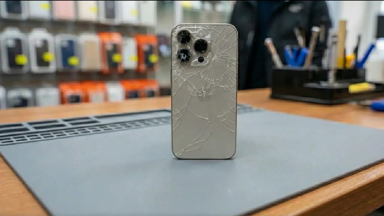 Before repair - damaged phone